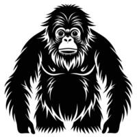 an orangutan is shown in a black and white design vector