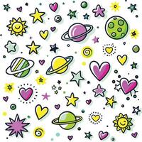 a set of colorful space themed objects vector