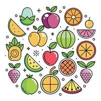 fruit icons in a circle with a white background vector