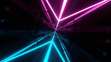 Cyan and Pink Abstract Sci-Fi Square Tunnel Background VJ Loop 4K video