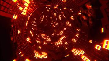Red and Orange Sci-Fi Torus Tunnel Elements Neon Grid Background VJ Loop l 4K video