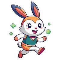 a cartoon rabbit running with a ball in his hand vector