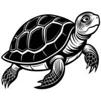 a turtle is shown in a black and white drawing vector