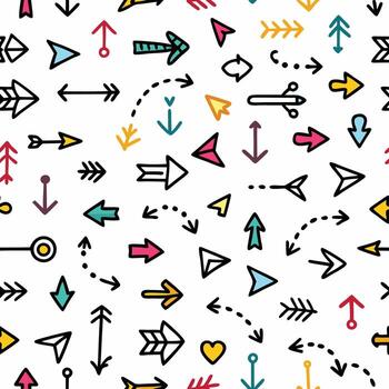 seamless pattern with colorful arrows on white background vector