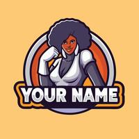 a woman with an afro in the middle of a circle with the word 'your name' vector