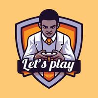 a man in a white shirt holding a controller vector