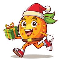 orange character running with gift in hand vector