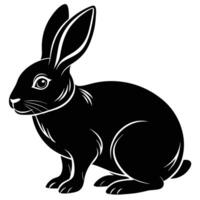 black and white illustration of a rabbit vector