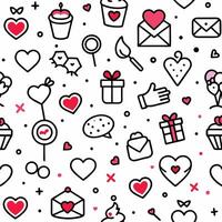 seamless valentine's day pattern with hearts and gifts vector