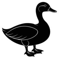 a black and white silhouette of a duck vector