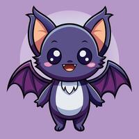 a cartoon bat with a purple background vector