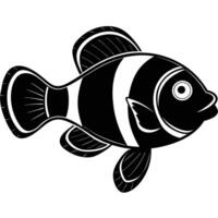 an illustration of a black and white clown fish vector