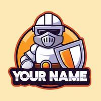 a knight with a shield and sword logo vector