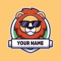 a lion wearing sunglasses with the name your name on it vector