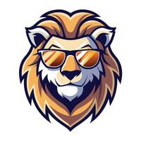 lion head with sunglasses on a white background vector