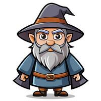 cartoon wizard with hat and beard vector