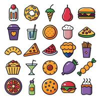 a set of food icons on a white background vector
