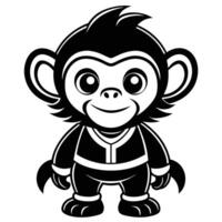 a cartoon monkey in black and white vector