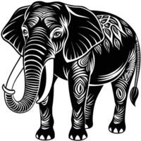 an elephant with a tusk and tusks in a black and white design vector