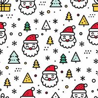 christmas seamless pattern with santa claus and christmas trees vector