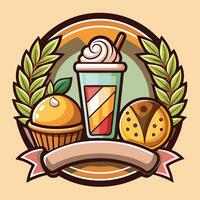 a cartoon illustration of a cupcake, muffin and drink vector