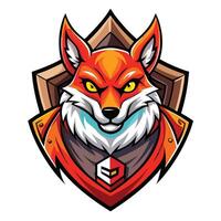 a fox head with a shield on it vector