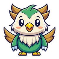 a cartoon owl with green and white feathers vector