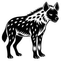 a black and white hyena standing on a white background vector
