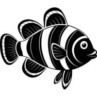 an image of a black and white striped fish vector