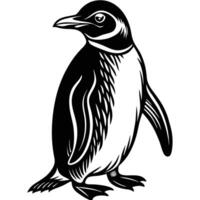 a black and white penguin standing on its hind legs vector