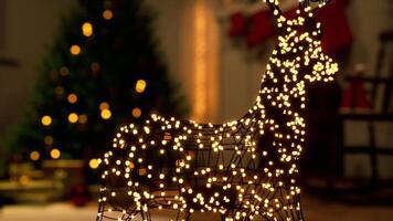 Decorative reindeer illuminated with lights ready for Christmas festivities video