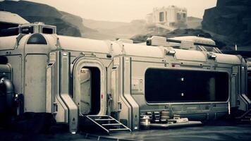 Futuristic Spaceship Resting on Hill video