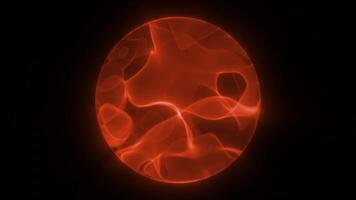 Glass glowing magic ball with orange plasma inside. Background. 3d sphere with fog video