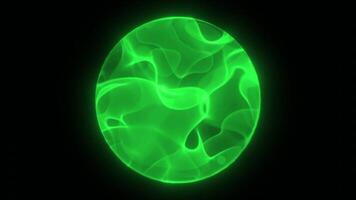 Glass magic ball with light green energy inside. Background. 3d sphere with fog video