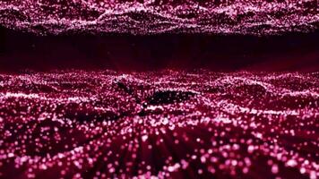 A red abstract glowing energy field of particles from both sides moves towards the camera and the stars above. Background video