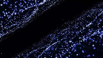 A blue abstract luminous energy field of particles from both sides moves towards the camera and the stars above. Background video