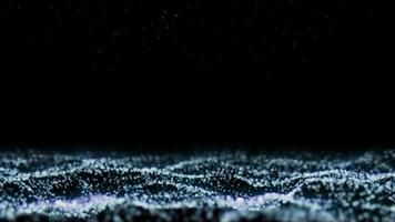 light blue abstract glowing energy field made of particles moves towards the camera and stars from above. Background video