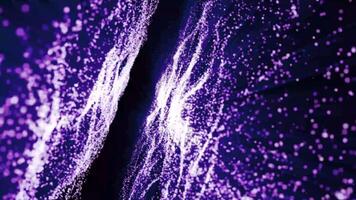 A purple abstract glowing energy field of particles from both sides moves towards the camera and the stars above. Background video