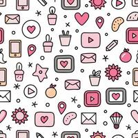 a seamless pattern with various social icons vector