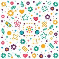 a colorful pattern with various objects and flowers vector