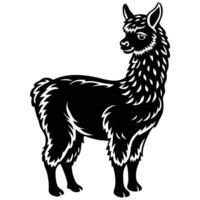 a black and white llama standing in front of a white background vector