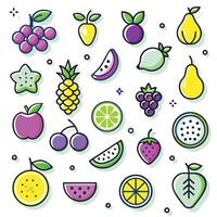 fruit icons set in line style vector