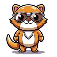 a cartoon cat wearing sunglasses and standing vector