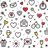 valentine's day seamless pattern with hearts, balloons and other items vector