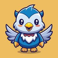a cartoon bird with blue wings and a white beak vector
