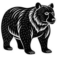 a black and white bear standing on a white background vector