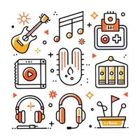 music and gaming icons set vector