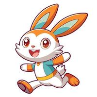 a cartoon rabbit running with a smile on his face vector