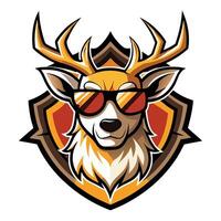 a deer wearing sunglasses and a shield vector
