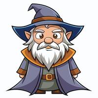 cartoon wizard with hat and beard vector